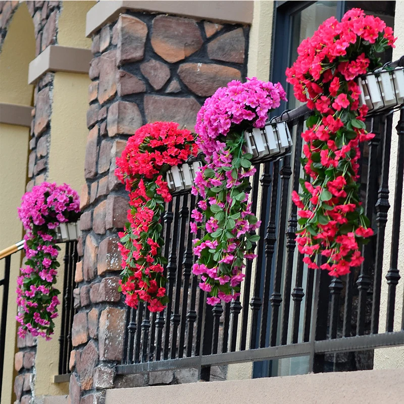 Artificial Flowers Violet Lvy Wreath Wall Hanging Flowers Wedding Family Gathering Garden Balcony Decoration Artificial Flowers