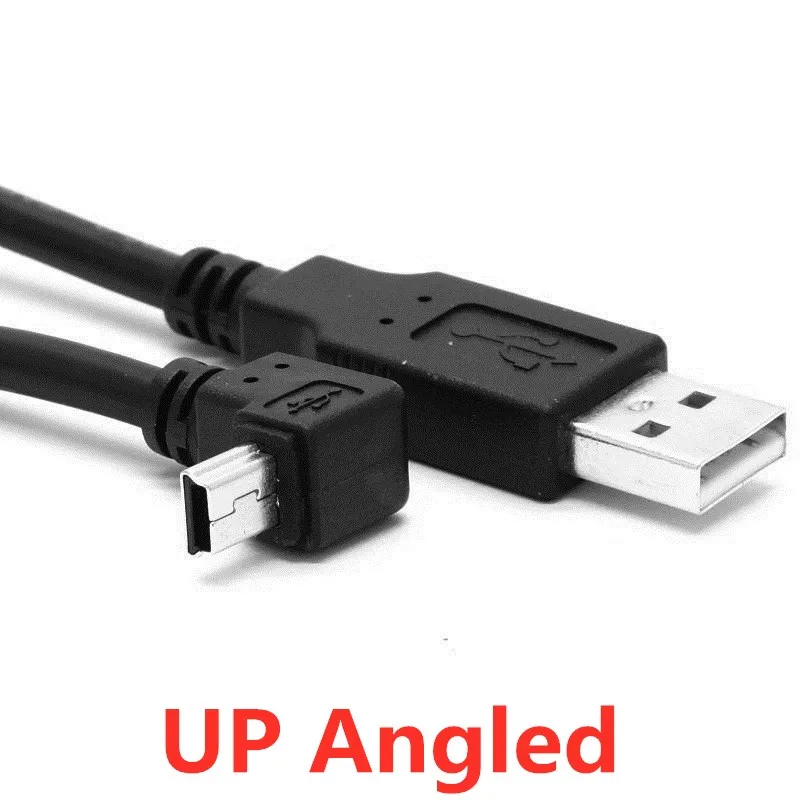 USB 2.0 Sang Mini USB Đồng Bộ Dữ Liệu Cáp 90 Độ Góc Cạnh Khuỷu Tay 5 Pin B Đực 0.5 M 1.8 M 5 M SạC Dây Sạc Cho Máy Ảnh MP3