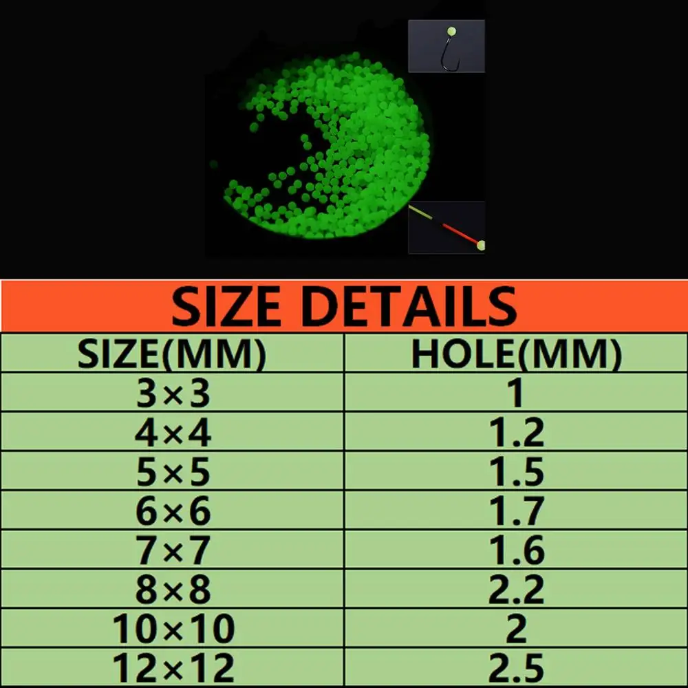 3000pcs Fishing Glow Rigging Beads Luminous Round Float Balls Stopper Hard Plastic Fishing Lure Accessories Red Green Φ3mm-Φ5mm