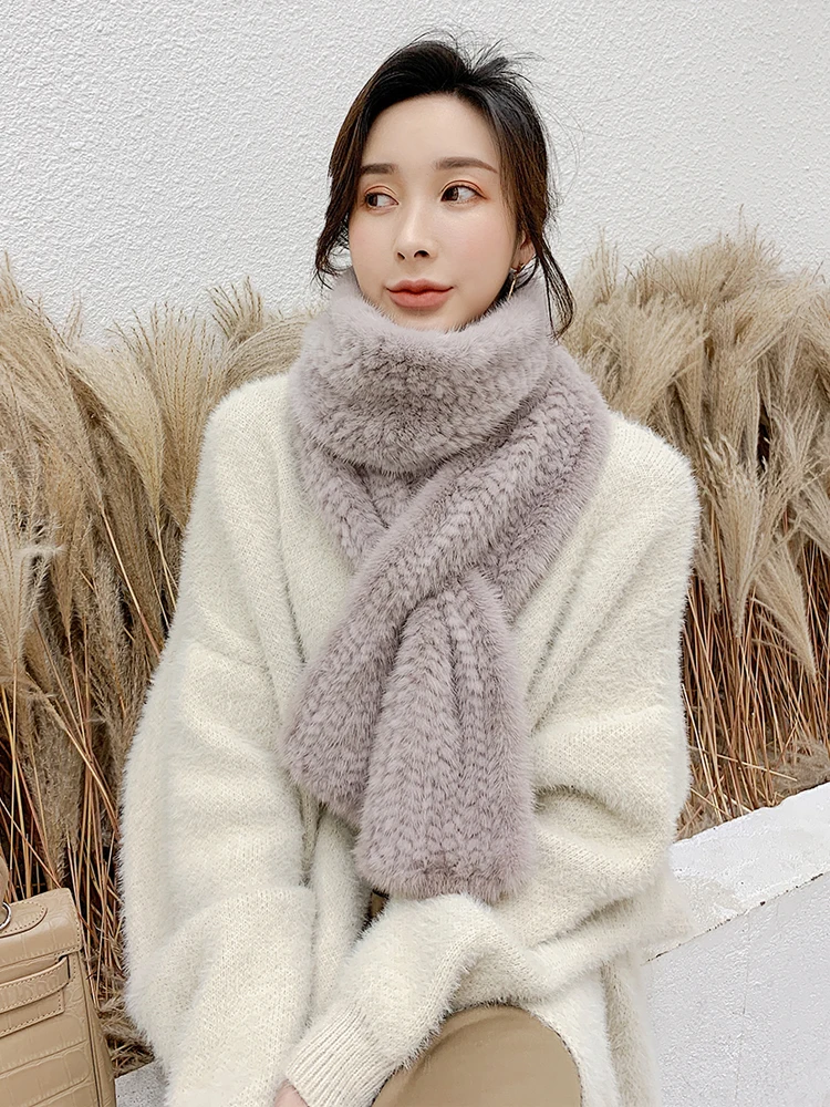 ZDFURS*Winter Warm Korean Weaving Mink Scarf Mink Fur Female Mink Fur Fur Scarf