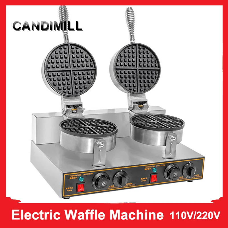 CANDIMILL Commercial Double Head Waffle machine Non-Stick Bubble Egg Cake Oven Belgian Waffle Maker, 2400W