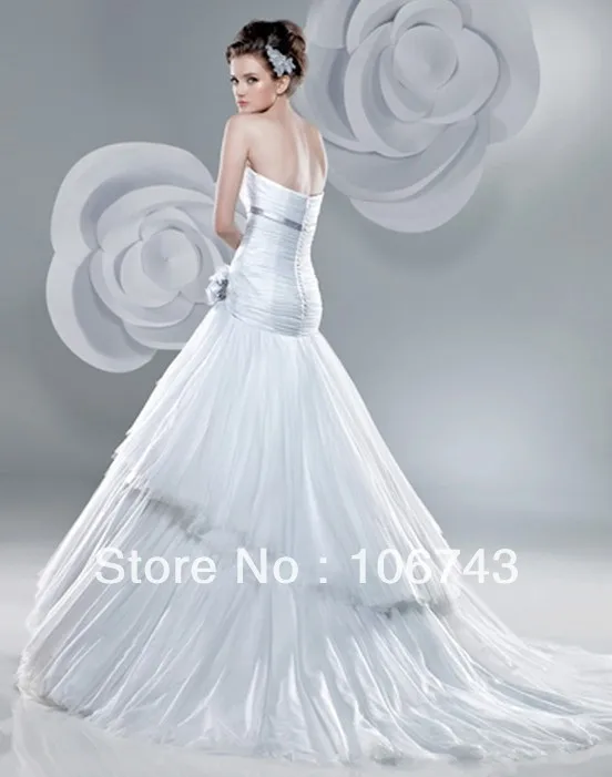 Đầm Vestido De Noiva 2018 Thiết Kế Mới Nhất Gợi Cảm Cô Dâu Tùy Chỉnh Kích Thước Người Yêu Hoa Tầng Áo Dài Cô Dâu Mẹ Của Cô Dâu áo