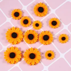 20pcs/lot Resin Daisy Sunflower Resin Cabochon Pendants Charms No Hole DIY Earring Necklace For Jewelry Making Accessories