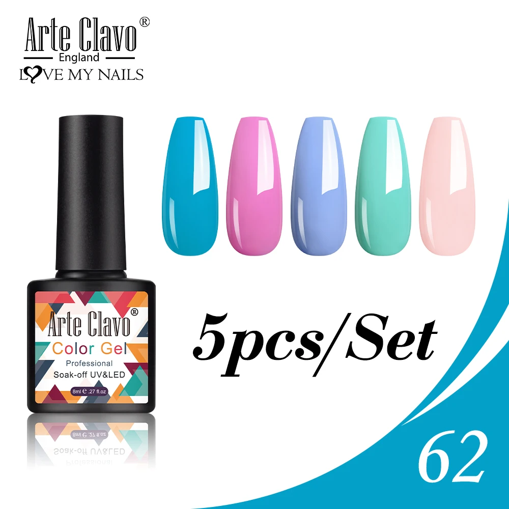 Arte Clavo-Verhéritage à Ongles Gel Hybride pour Manucure, Couche de Base et de Finition, Apprêt UV Semi-continu, 5 Pièces/Ensemble