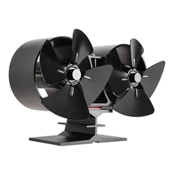 1Pc Dual Head Lareira Ventilador Ventilador de Calor Alimentado Fã Fogão Eco Amigável com Termômetro para o Gravador de Madeira/Queimadura/Log Queimador do Fogão