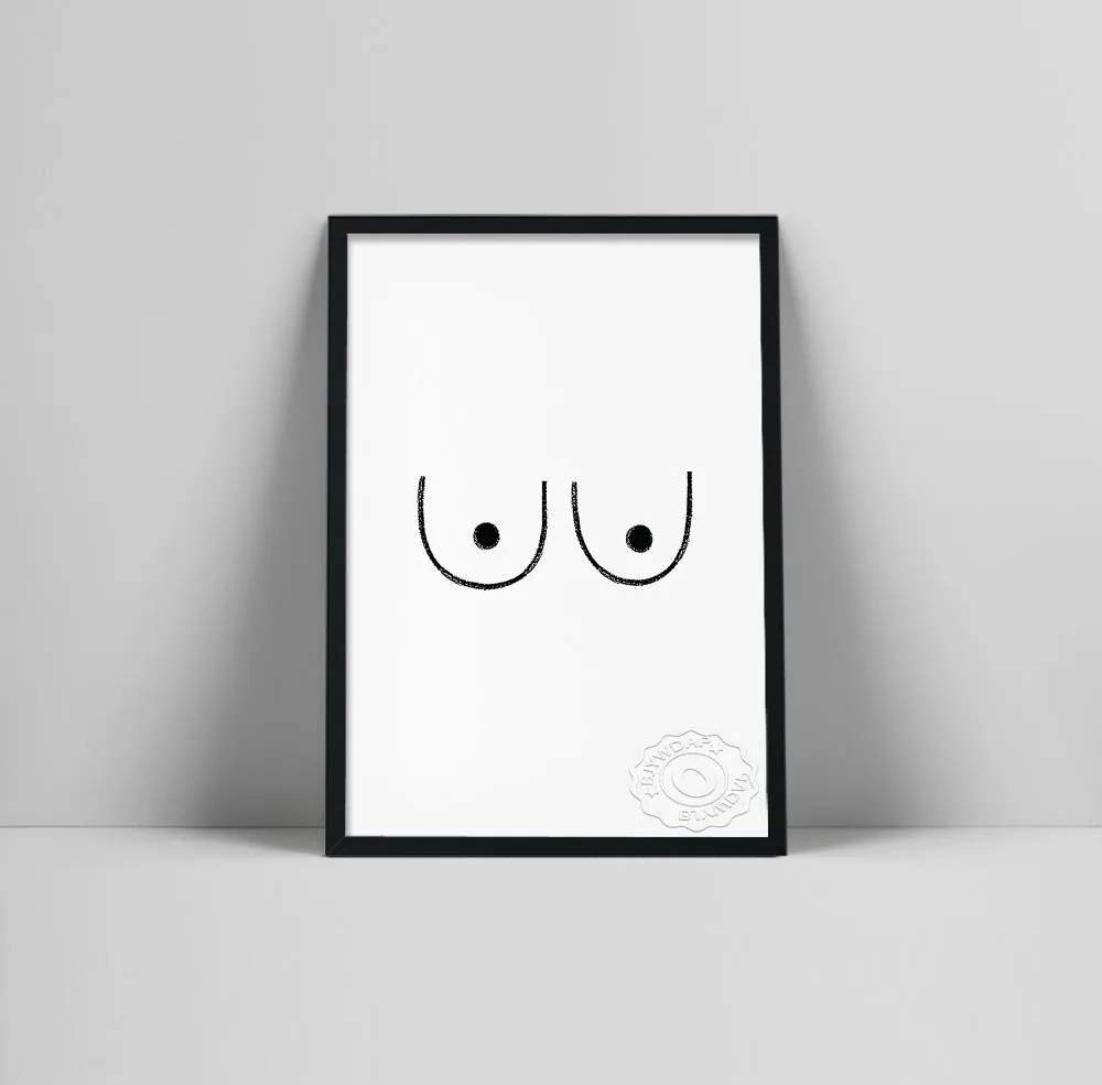 Boob Line Art Print | Minimal Breasts Poster | Line Art Bust | Tits Sketch | Titties Illustration | Female Body Post| Neutral To