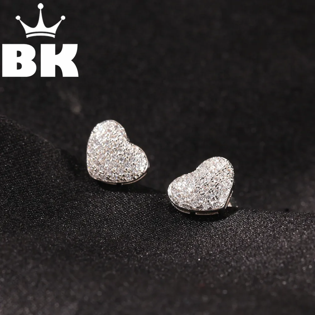 THE BLING KING Women's Heart Stud Earrings Micro Paved 5A+ Cubic Zirconia Lovely Style Luxury Party Jewelry Gift For Friend