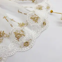 15.7CM Width Exquisite Golden Mesh Embroidery Rose Lace DIY Handmade Wedding Lolita Cuff Skirt Accessories