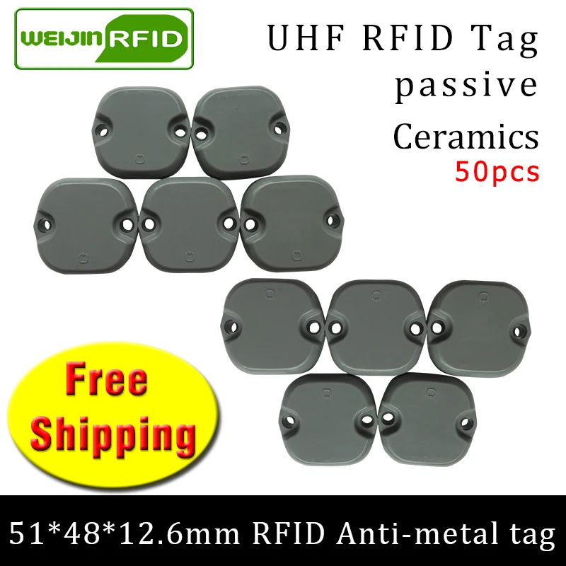 UHF RFID anti-metal tag 915m 868m Impinj Monza4QT 50pcs free shipping 51*48*12.5mm durable ABS smart card passive RFID tags