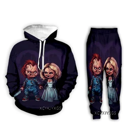 Xinchenyuan nowych mężczyzna/kobieta Horror film Chucky 3D odzież z nadrukiem z długim rękawem moda bluza bluzy sportowe długie spodnie Z04