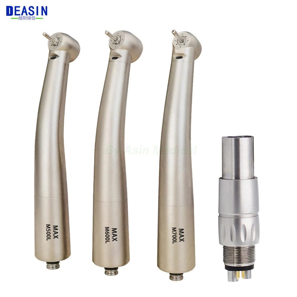 ASINS-MAX Dental LED Fibre Optic High Speed Handpiece Dental Air Turbine Coupling 6Holes M6 Coupler M600L