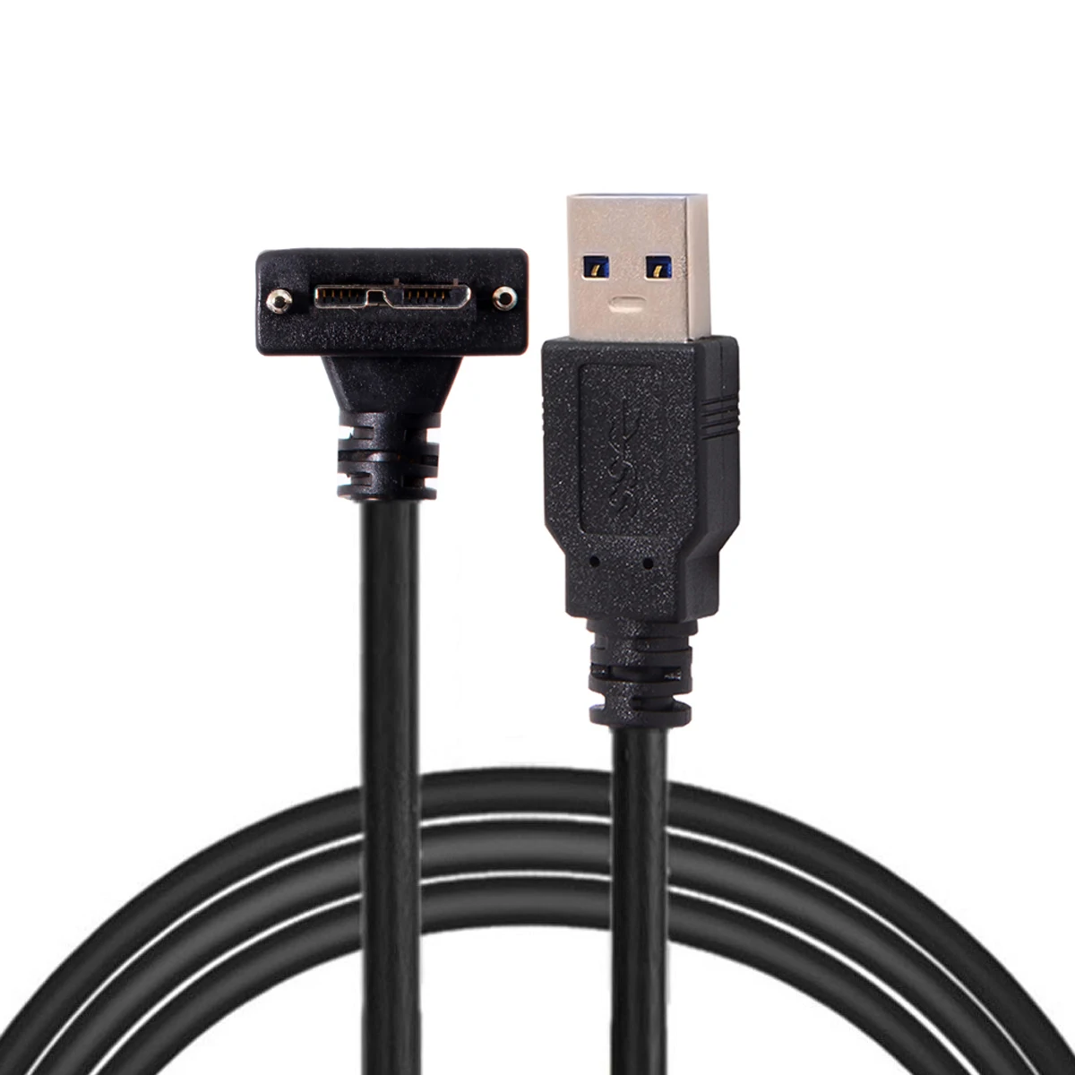 

Cablecc Black Down angled 90 Degree Micro USB Screw Mount to USB 3.0 Data Cable for Industrial Camera 5M 3M 1.2M