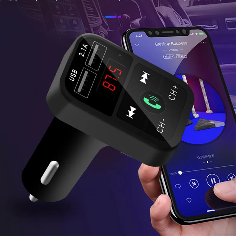 New Car Bluetooth 5.0 FM Transmitter Wireless Handsfree Audio Receiver Auto MP3 Player 5V 3.1/1A Dual USB Fast Charger