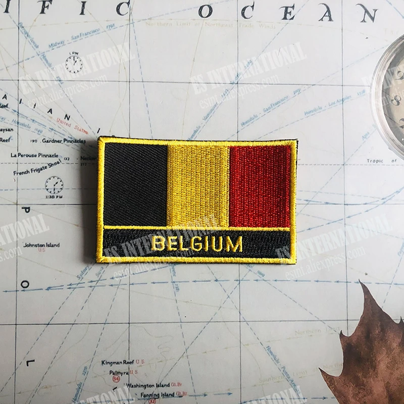 Belgio bandiera nazionale ricamo patch distintivo scudo forma quadrata Pin un Set sulla decorazione dello zaino del braccialetto di stoffa