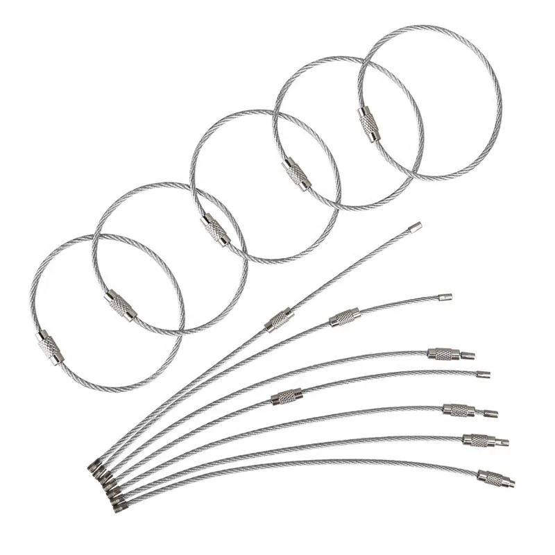 10 Stück Edelstahl-Schlüsselanhänger, Unisex, Kabel-Schlüsselhalter, Schlüsselring, Schmuck, Geschenke für Männer und Frauen – Detail 2