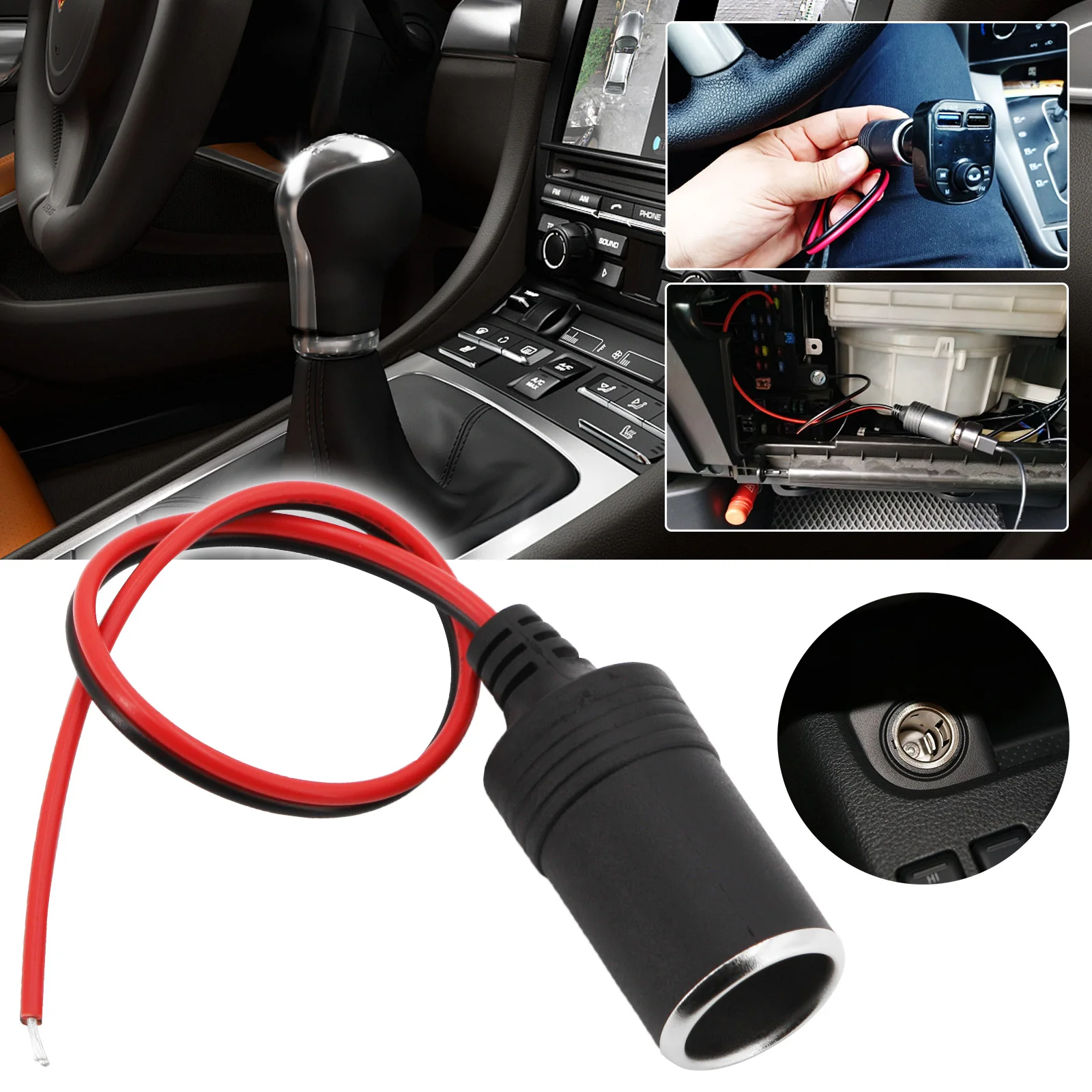 Car Charger Power Cigarette Lighter Female Socket Cable Plug Adapter Splitter Plug Socket Sable DC 12V / 24V Car Charger