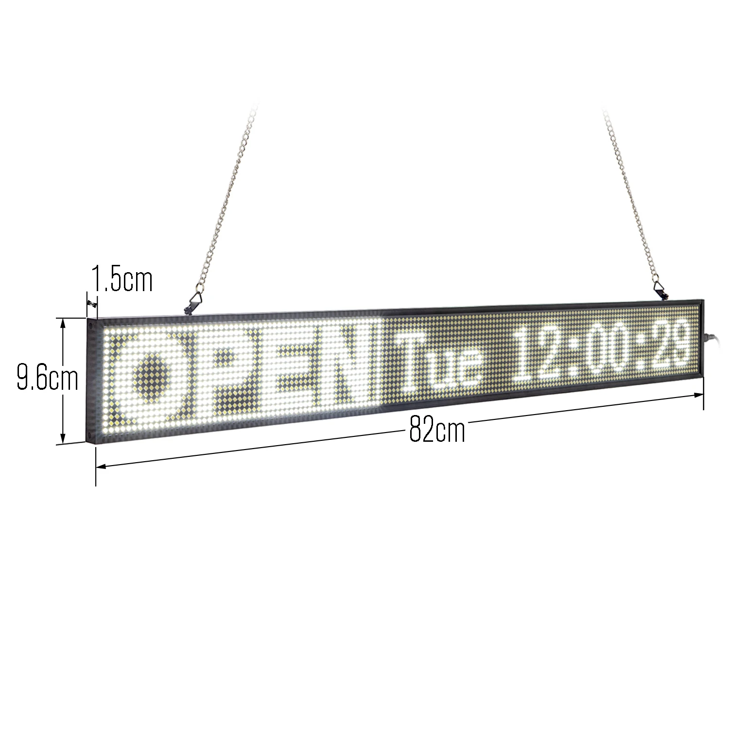 82CM EU White P5 SMD Led Sign Programmable Scrolling Message LED Display Board with Metal Chain  Time countdown display