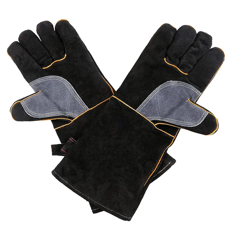 Cow Split Leather Fireproof Heat Resistant Gloves for Welding Cooking Baking Fireplace Animal Handling Welder Protective