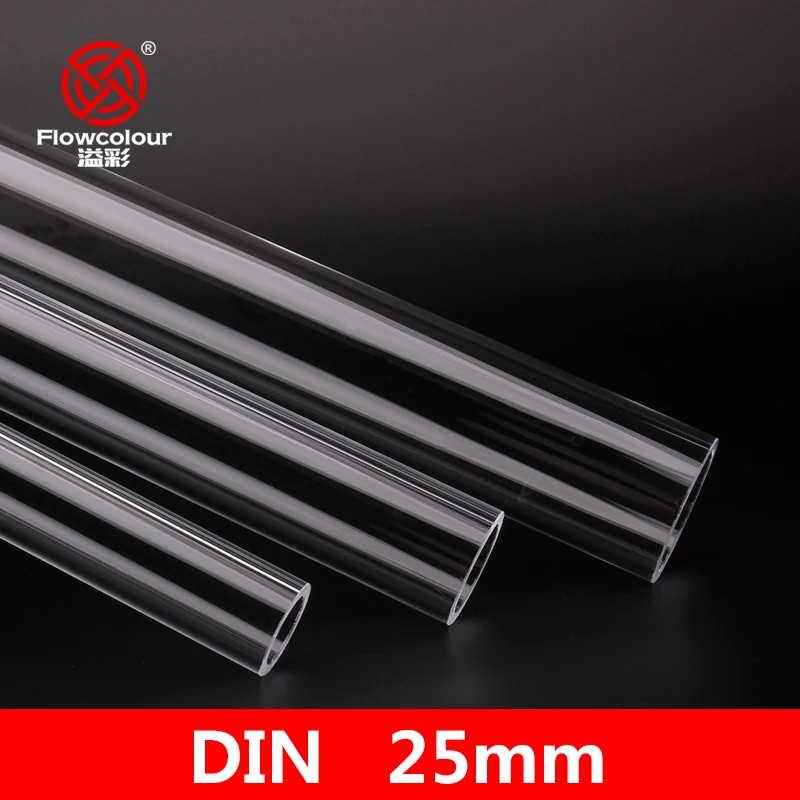 Flowcolour 2pcs 25mm Transparent Acrylic Pipe Lucite Tube Plastic Hard Pipe Clear Acrylic Organic Glass Tube Bonding Aquarium