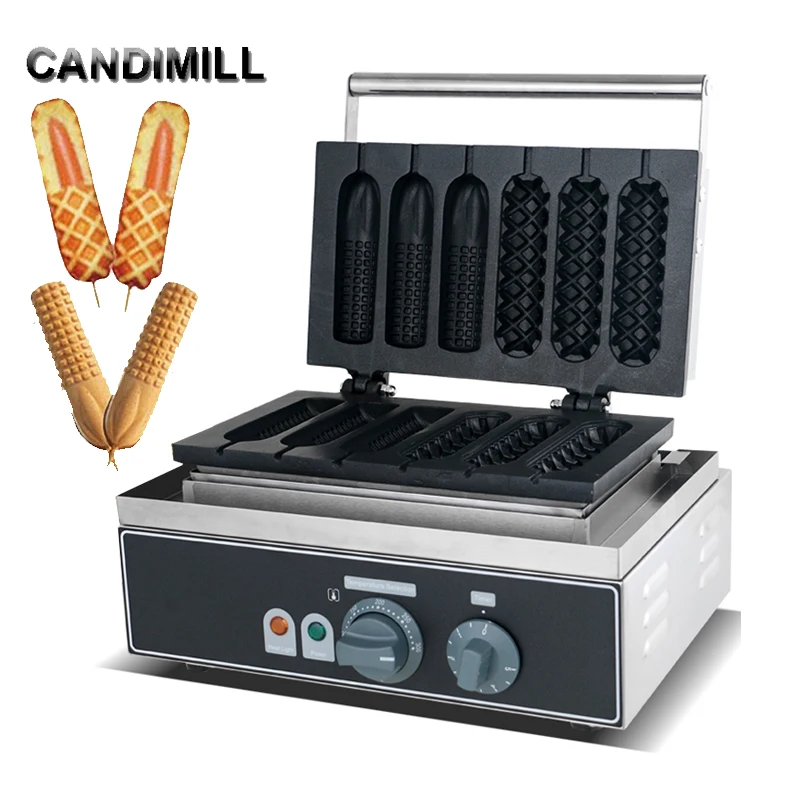 Electric Corn Dog Waffle Maker Non-stick Lolly Waffle Baker French Muffin Sausage Machine Stainless Steel Crispy Baking