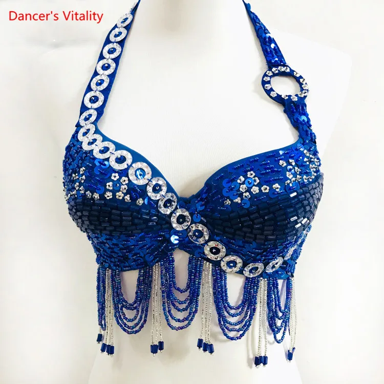 Women\'s Belly Dance Costume Bra Top Indian Eastern Dance Sequined Beaded Fringed Beaded Fringe Dance Competition Costume