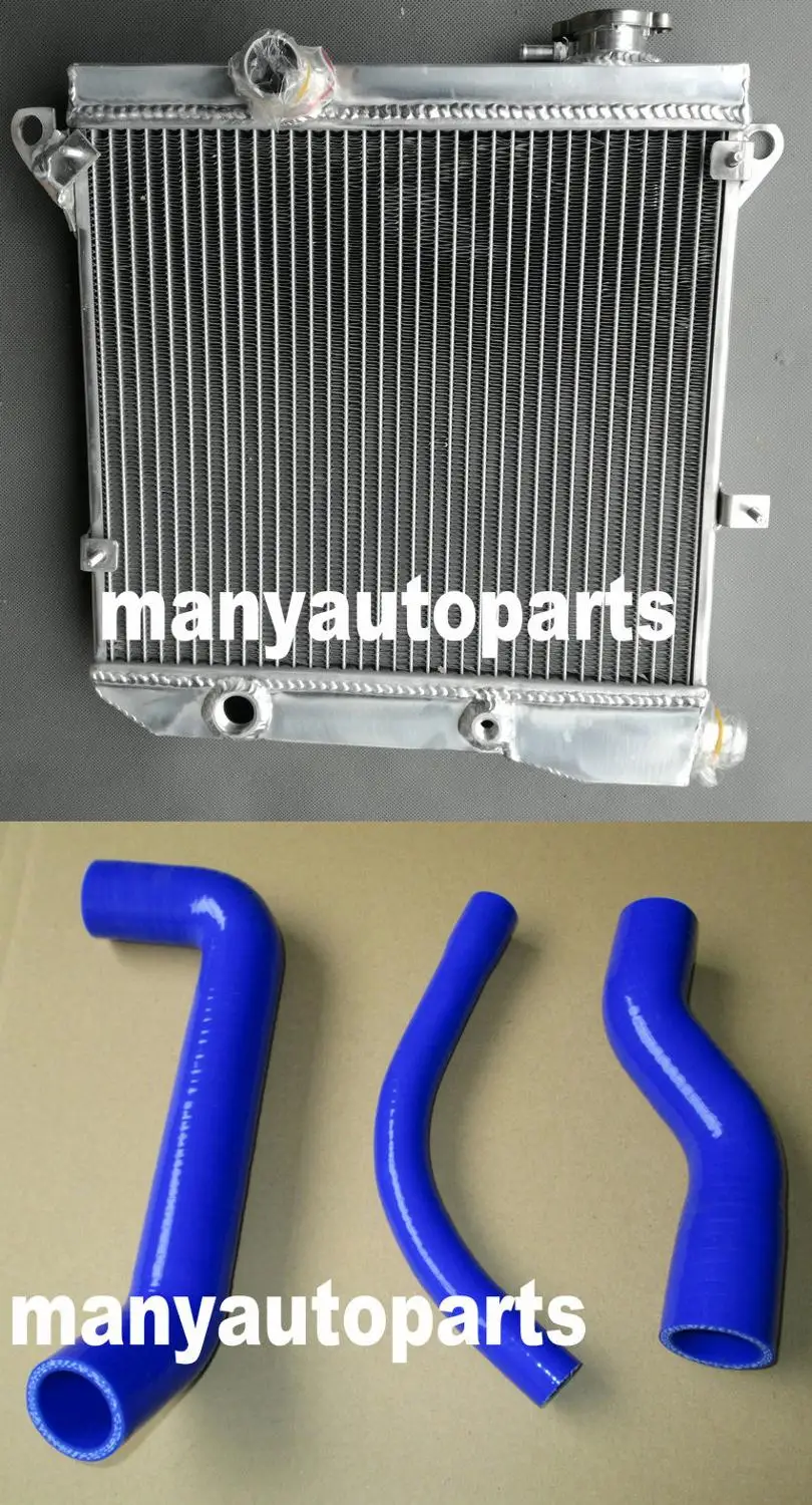 full aluminum racing Radiator with blue hose for Autobianchi A112 3-7 series S4/5/6