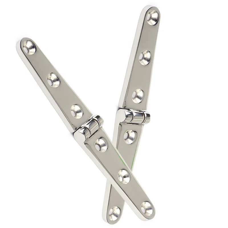 2 PCS/set  6 Inch Six Hole Hinges Replacement Strap Hinge  Stainless Steel  For Boat Marine Yacht Accessories