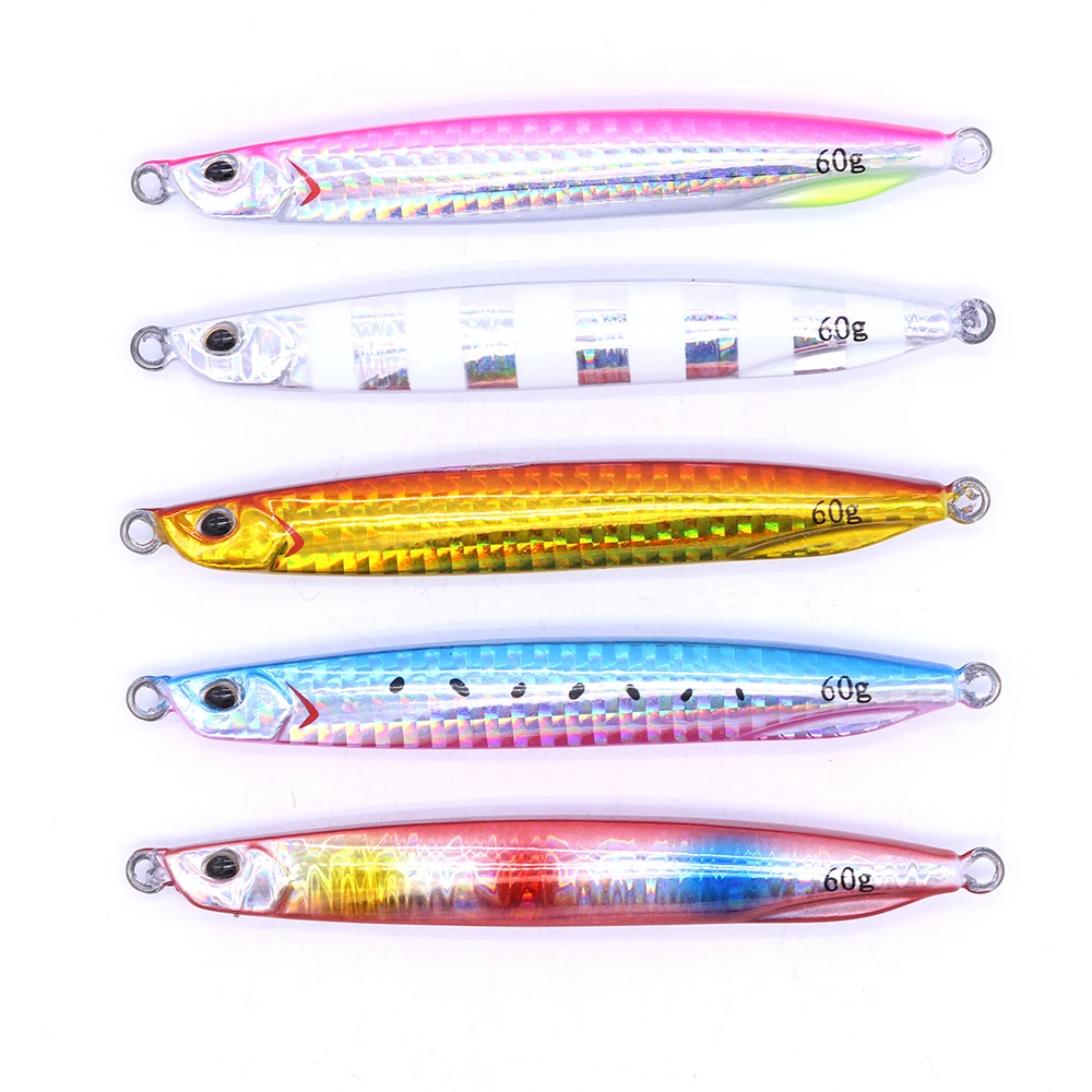 CASTFUN Drag Metal Super Slim Jigging 40g 60g 1pc Casting Jig Metal Jig Artificial Baits Glowing Slow Jigging Fishing