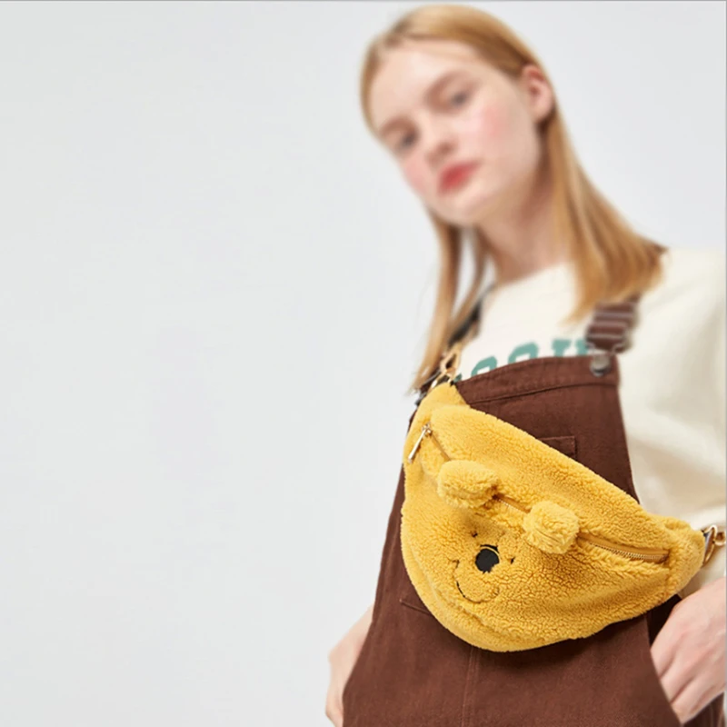 น่ารักการ์ตูนดิสนีย์ Winnie The Pooh ตุ๊กตาตุ๊กตาตุ๊กตาของเล่นตุ๊กตา Crossbody กระเป๋าสะพายกระเป๋าทรวงอก Fanny Pack หญิง