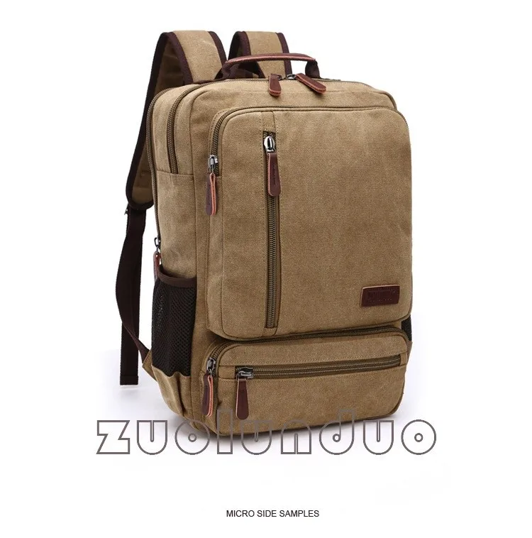 Vintage Canvas Rucksack für Herren, große Kapazität, Reise-Umhängetasche, hochwertige modische Studententasche, Herren-Notebook-Laptop-Rucksack – Detail 9