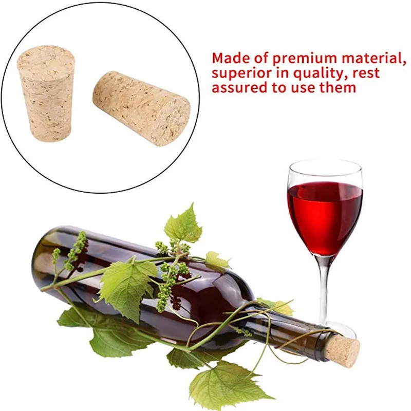 50/100pcs Wine Corks Stopper Reusable Functional Portable Sealing Tapered Wood Wine Bottle Stopper for Bottle Bar Tools