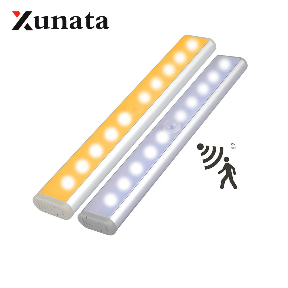 1/2/3Pcs 19cm PIR Motion Sensor Light LED Under Cabinet Light Battery Powered Wall Lamp for Kitchen Corridor Wardrobe Night Lamp