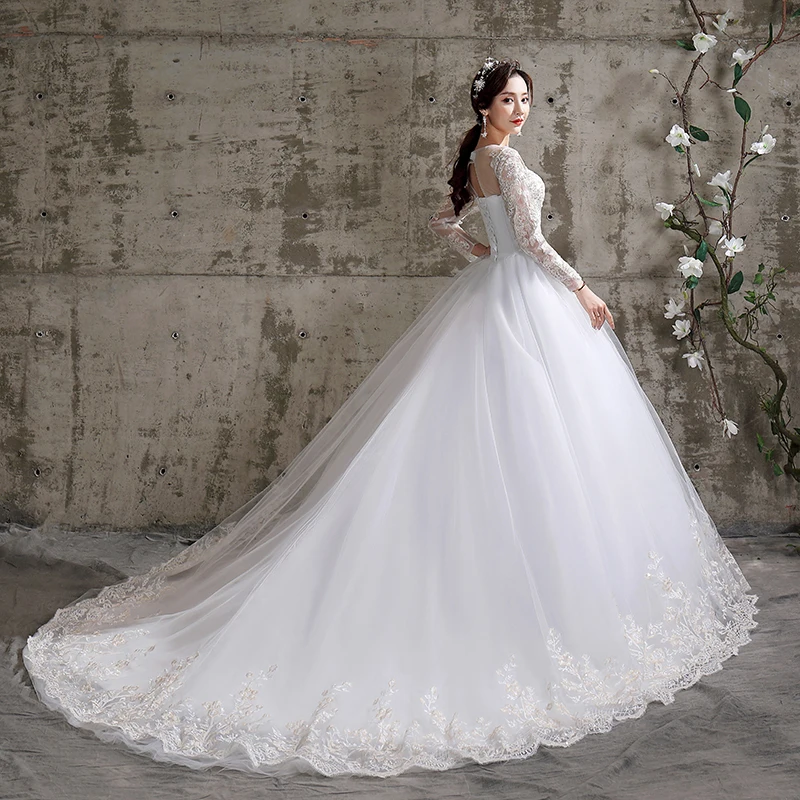 Robe de Mariée de Luxe Personnalisée avec Traîne pour Patients, Tenue de Rêve à Lacets, Balle Book ine Couture, Quelle que soit la Taille Plus