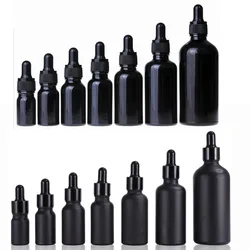 10X Frosted Black Glass Dropper Bottle Essential Oils 5ml to 100ML Matte Glass Dripper Portable Refillable Travel Bottle