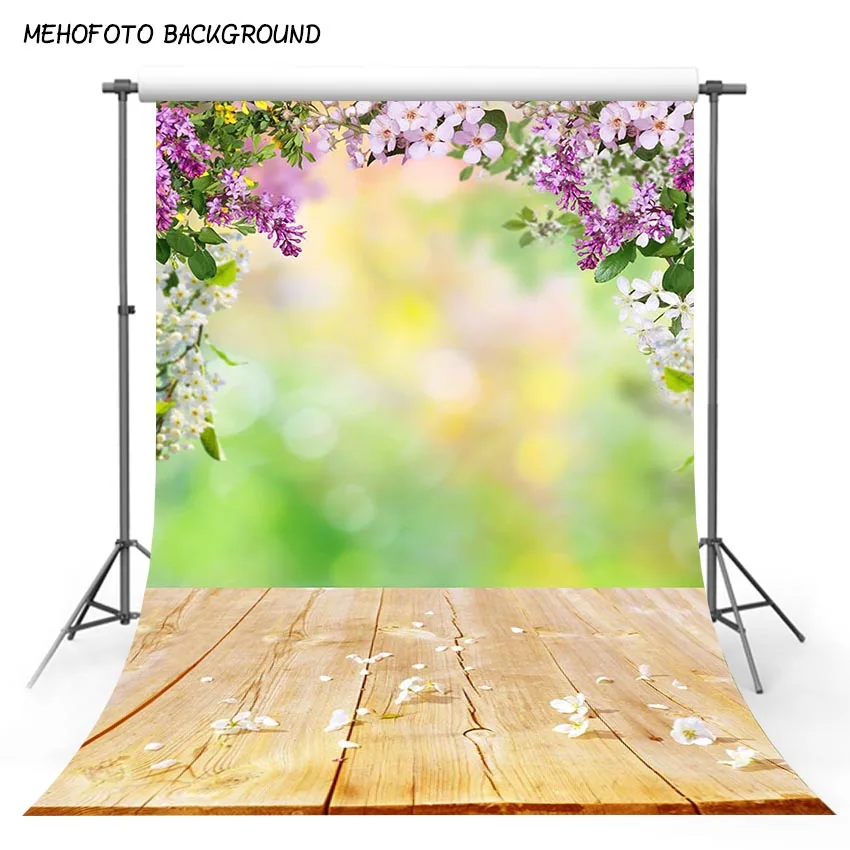 Photography Backdrop Spring Flower Nature Wooden Board Bokeh Background Photo Studio New Design Camera Fotografica F-2343