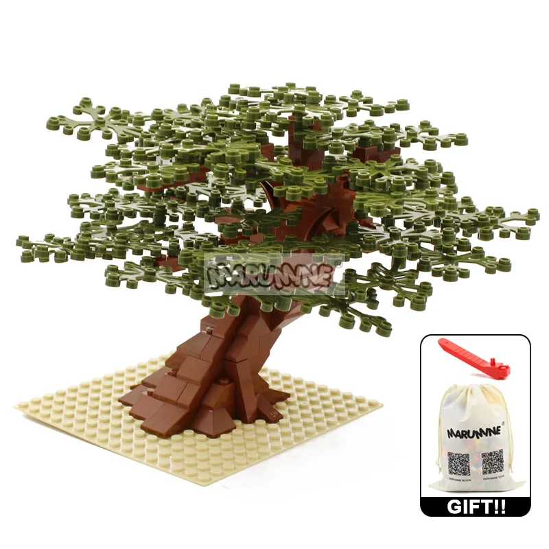 Marumine MOC Ziegel Baum Set 205PCS moc bricks blocks bausteine mit Platte Bausteine Modell Anlage Zubehör Gras Teile Dekoration Szene Spielzeug – Detail 5