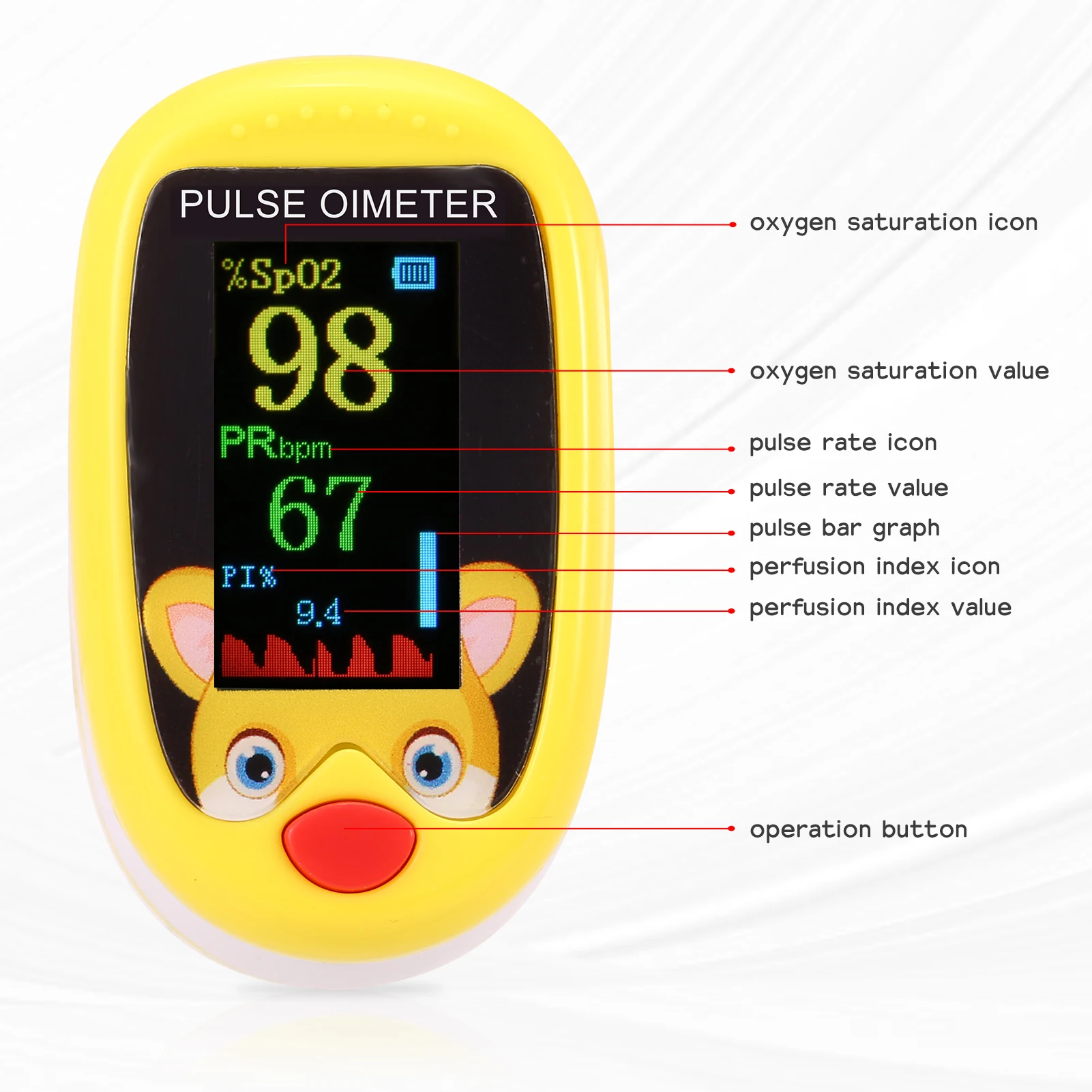 Baby Finger Pulse Oximeter Pediatric Oximetro De Dedo SpO2 PR OLED Rechargeable Children kids Pulsioximetro