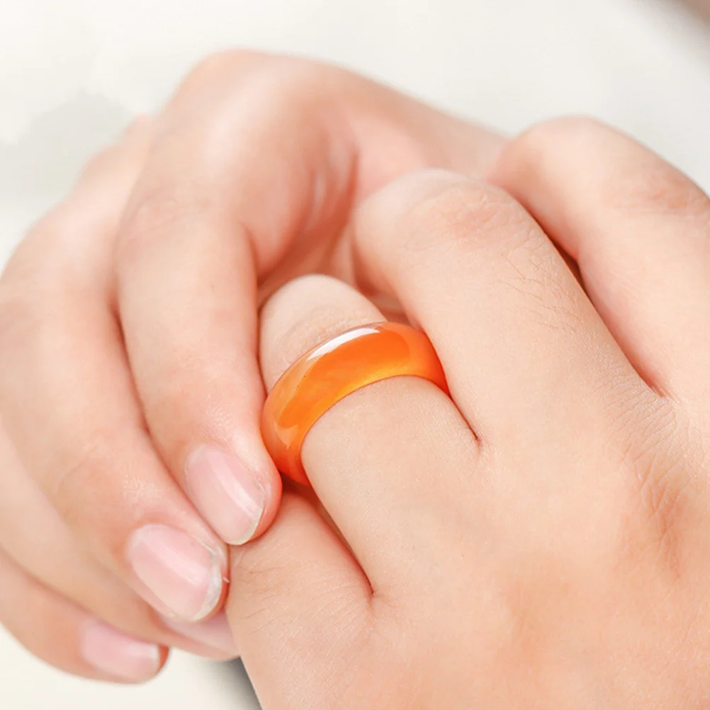 Red Carnelian Crystal Ring and Women Fashion Agate Ring Band Jewelry Plain for Natural Girls Ring