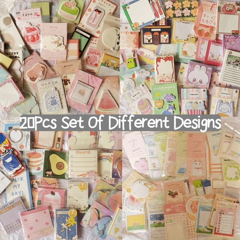 20pcs/set Kawaii Stationery Memo Pad Scrapbooking DIY Planner Sticky Notes Girl Decorative School Notebook Message Memo Paper