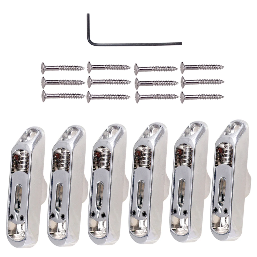 Tooyful 6 Pcs Single Individual Bridge Saddles Tailpiece with Screws Wrench Set for 6 String Electric Guitar Bass Parts