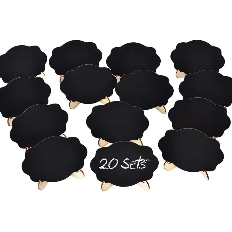 20 Pack Mini Lavagne con il Supporto Cavalletti Del Basamento, Luogo Carte Piccolo Rettangolo Piccolo Legno Lavagna per Matrimoni Compleanno Parte