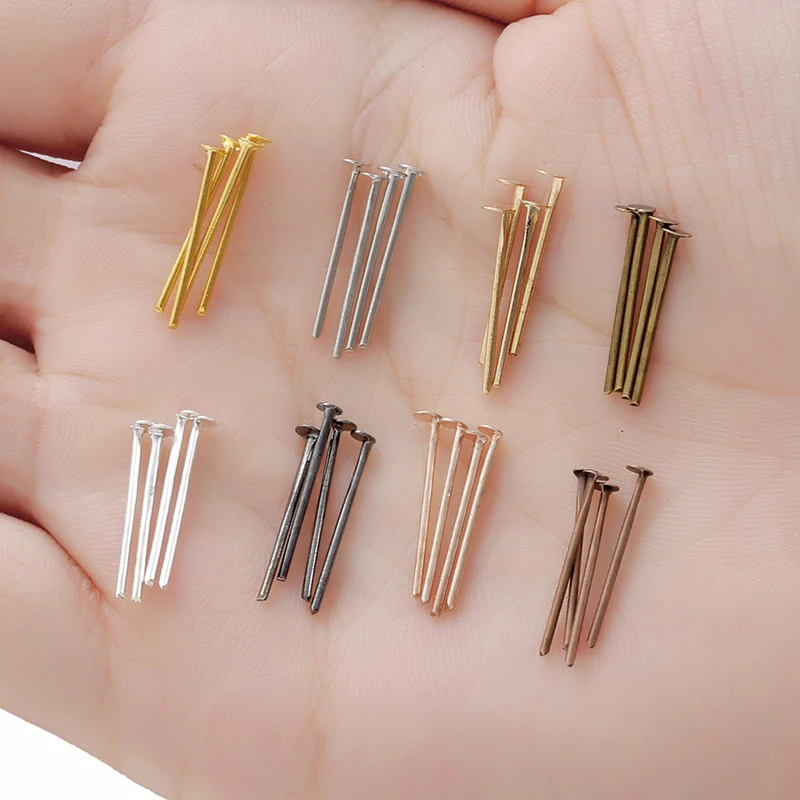 

200pcs/bag 16 20 25 30 35 40 45 50mm Flat Head Pins Metal Headpins For Jewelry Findings Making DIY Supplies V119