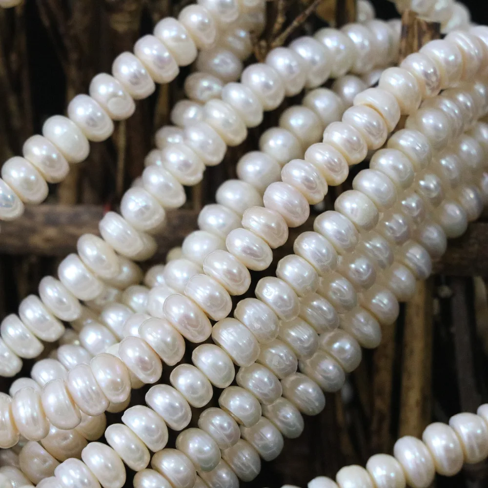 

Fashion natural white cultured freshwater pearl loose beads abacus rondelle high quality diy jewelry making 15inch B1347