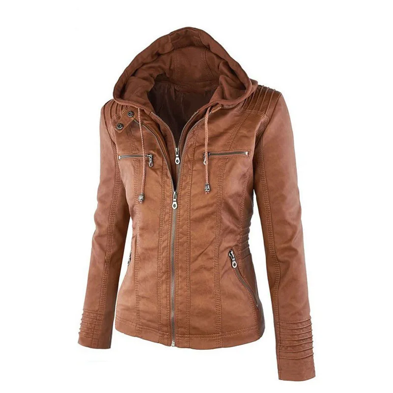 Jaqueta de moto casaco com zíper feminino turn down collar outerwear das senhoras do falso couro do plutônio casaco feminino