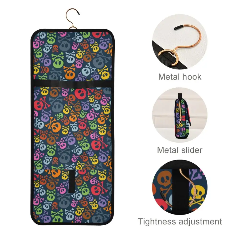 New Style 3pcs Cosmetic Bag Toiletry Travel Wash Makeup Case Holder Pouch Kits Set Skull Printing Travel Makeup Bag