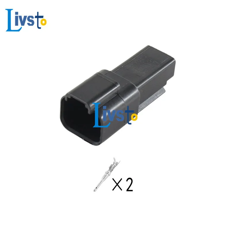 10sets 2 Pin Way Deutsch Auto DT Black Wire Connector Plug Enhanced Seal Waterproof Plastic Socket DT06-2S-E004 DT04-2P-E004