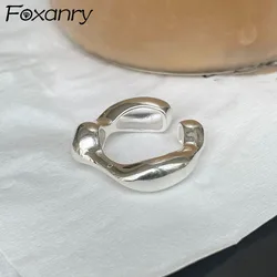 FOXANRY Silver Color Rings Couples Accessories Fashion Hip Hop Creative Irregular Geometric Party Jewelry Birthday Gifts