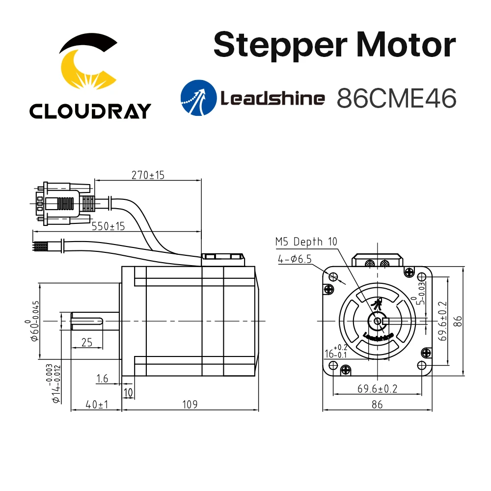 Imagem -05 - Leadshine Nema 34 Circuito Fechado Motor Deslizante 4.6n. m 6.0a com Codificador 86cme46 para Cnc Roteador Gravura