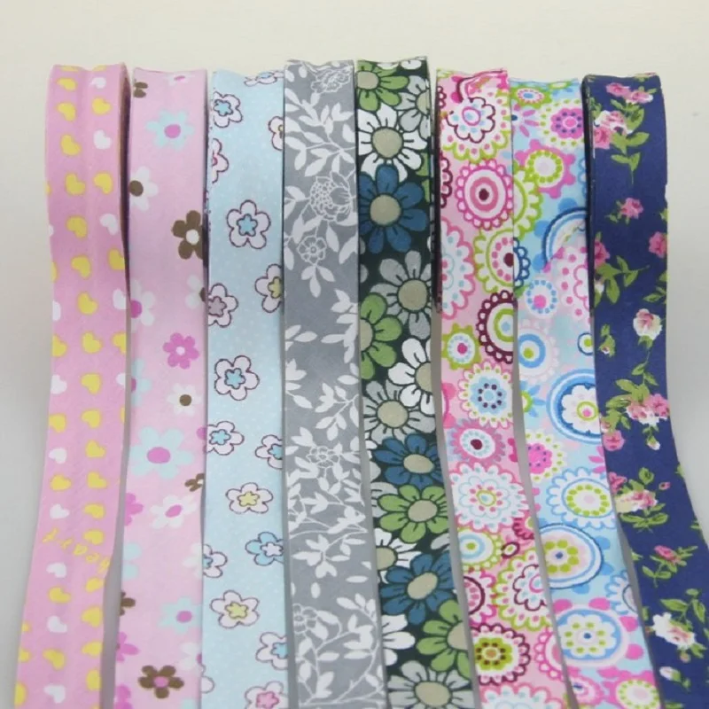 20mm Cotton Bias Tape Flower Printed Bias Binding Tape for Sewing DIY garment accessories cloth ribbon