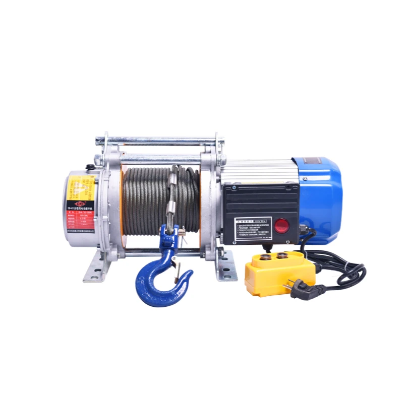 220V 1T 30/60M Multifunctional aluminum shell hoist household crane mini electric hoist winch